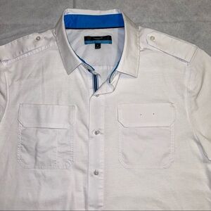 Amazon White Button Up Pilot Delivery Employee Uniform Epaulets Mens L
